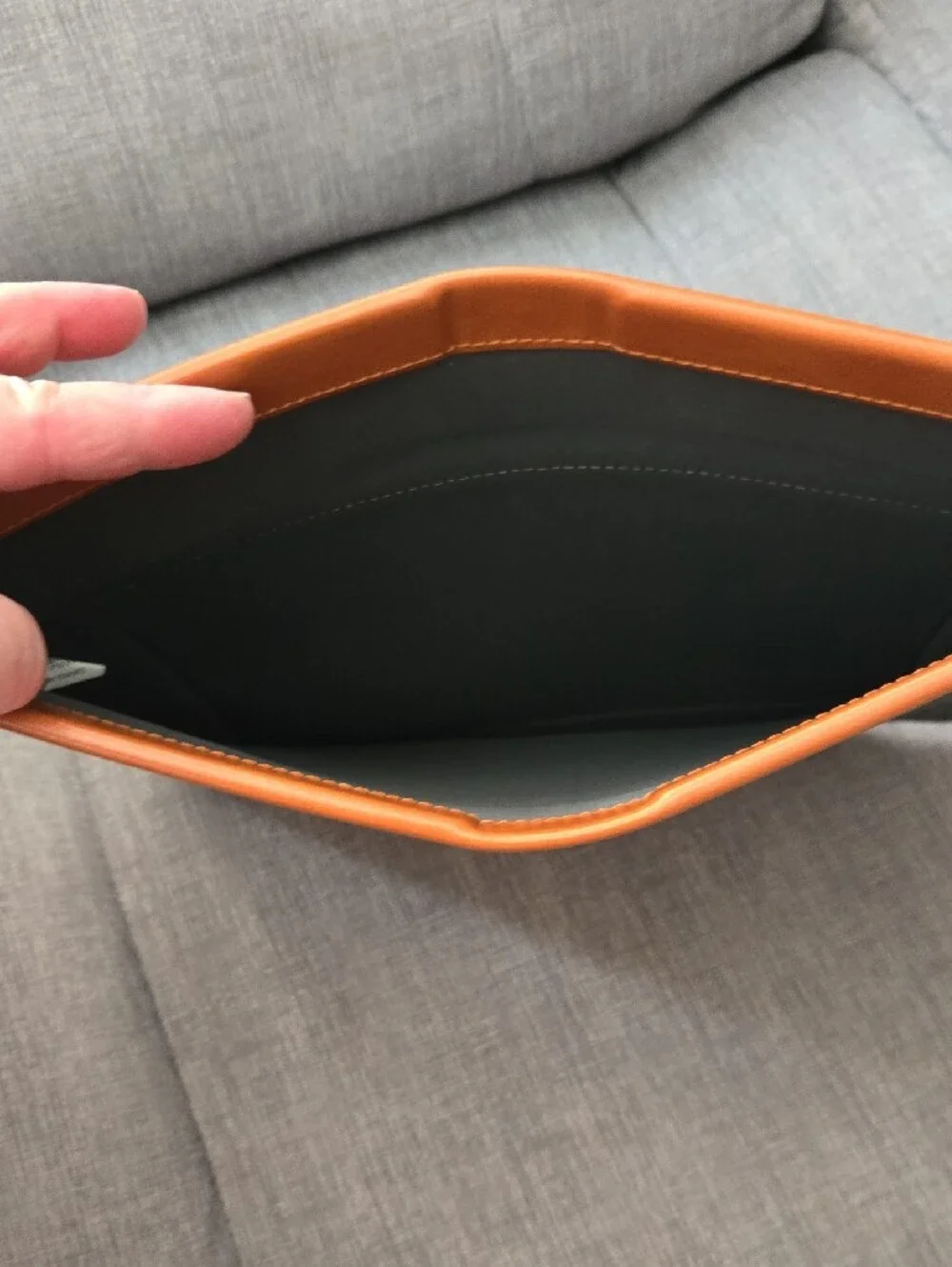 Tomtoc Men's Gray Felt Laptop Sleeve with Tan Leather Trim